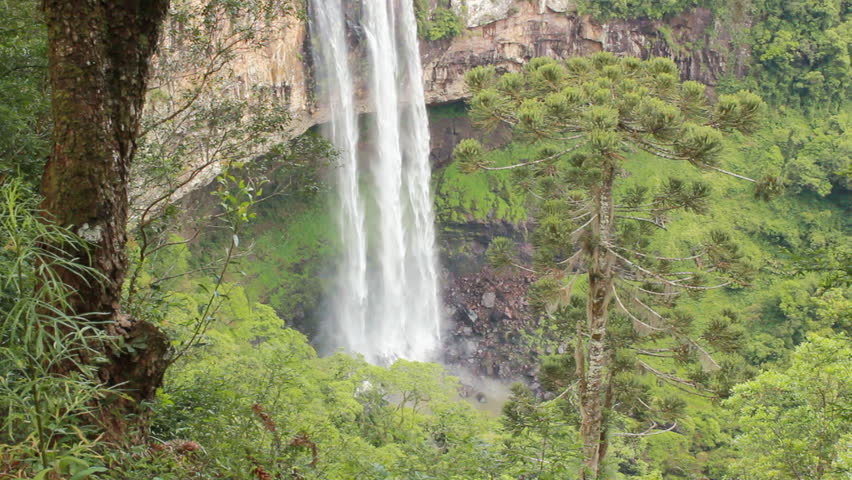 Amazing waterfall in the Brazlilian forest/Jungle near Canela in Southern