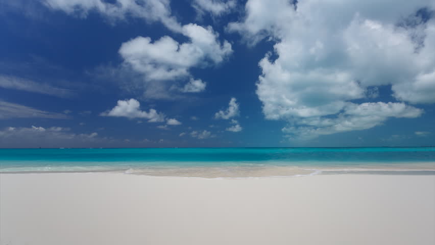 4K Time lapse of blue sky with clouds over Caribbean sea, Cayo Largo Island. Cuba