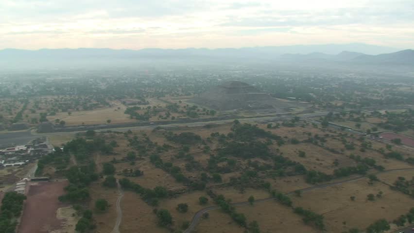 Hot Air Balloon fly over Teotihuacan, Mexico.