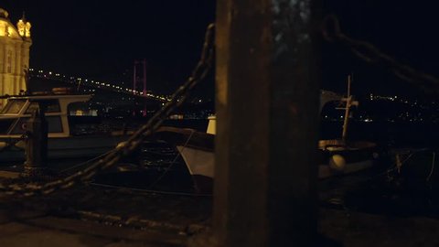 Istanbul, Turkey, October, 2014. A Hyper-lapse of the sun coming down from day to night-Sunset for the famous Bosphorus bridge in the middle - Istanbul, Turkey.