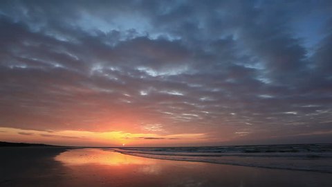 Cloudy sunrise at Cherry Grove Beach, SC near North Myrtle Beach.