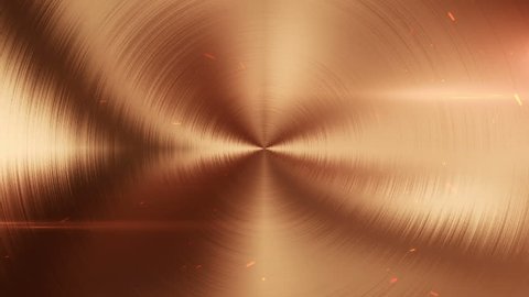 Animation rotation of bluish radial gold. Abstract background of anisotropic metal. Animation of seamless loop.