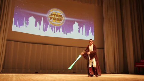 MOSCOW, RUSSIA - MARCH 28, 2015: Star Wars Cosplay show. Costume Contest on stage during the festival Star Fans.