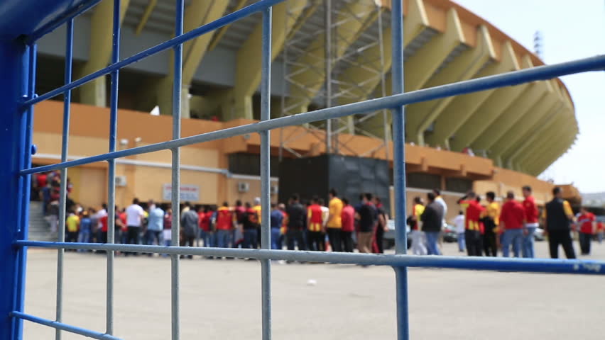 Crowded in front of the Soccer match entrance