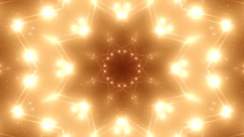 Fractal orange kaleidoscopic background. Background motion with fractal design. Disco spectrum lights concert spot bulb. More sets footage in my portfolio