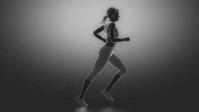 Running woman slow motion in loop