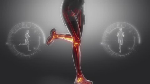 Running man leg bones and joints scan