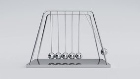 3d animation of newton's cradle with alpha channel at the end of the clip