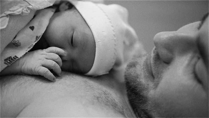 Young father with newborn child in the hospital Royalty-Free Stock Footage #9678281