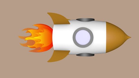 Two angles of a 3D toon rocket ship with corresponding alpha or matte clips.