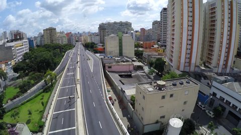 Aerial View of Elevado Presidente Costa e Silva (also known as Minhocao) in Sao Paulo, Brazil