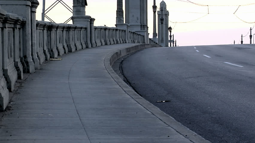 Medium flow of traffic on an old bridge in Los Angeles