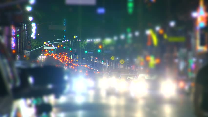 This is a selective focus shot of the traffic on Hollywood's Sunset Strip