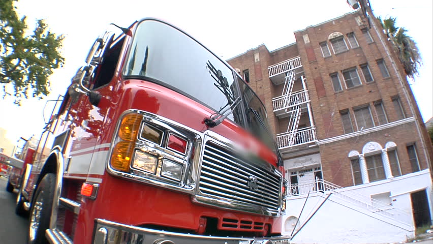 This is a fish-eye shot of a contemporary LA County Fire Engine. Use it as