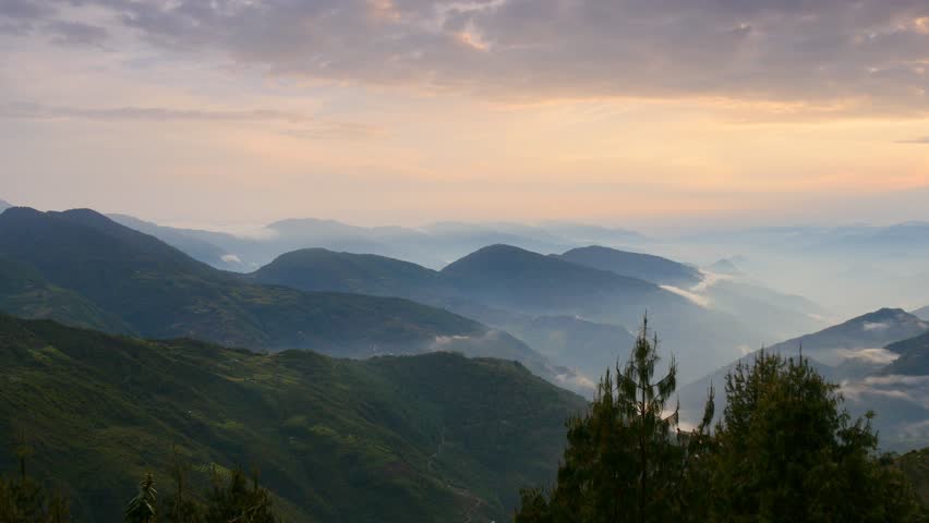 Panning shot of Foggy Himalayas mountains. Nepal.   UHD, 4K | Shutterstock HD Video #9710852