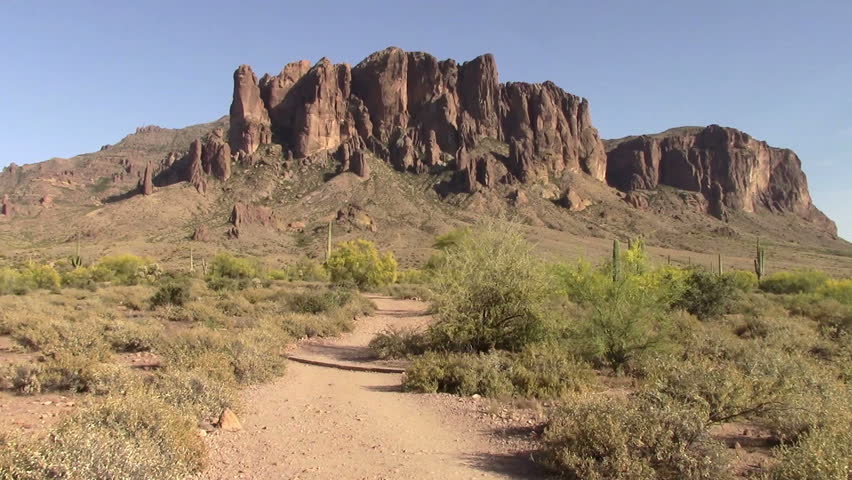 Superstition Mountains located in Lost Dutchman State Park, Arizona. The park is famous for the legend of a gold mine somewhere in the park found by a German immigrant named Jacob Waltz back in 1891.