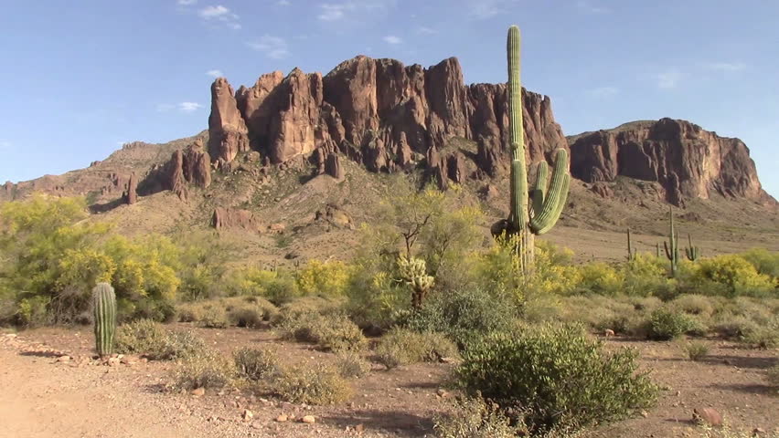 Superstition Mountains located in Lost Dutchman State Park, Arizona. The park is famous for the legend of a gold mine somewhere in the park found by a German immigrant named Jacob Waltz back in 1891.