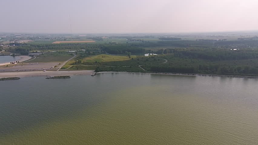 Green Lake Erie Aerial View during the Algae Bloom