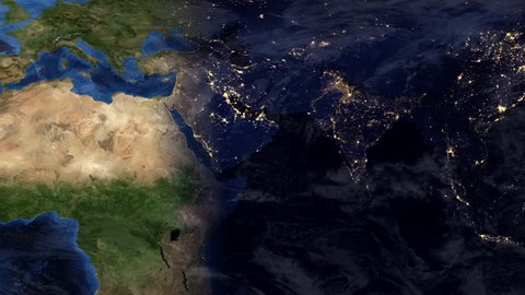 Planet Earth Zoom into the Middle East at Dusk (1080p HD)