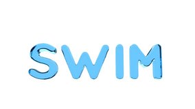 Word SWIM isolated on the white with red and white ball.