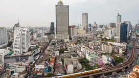 Panoramic view of urban landscape in Bangkok Thailand. Time lapse High quality footage - original size 4k (4096x2304)