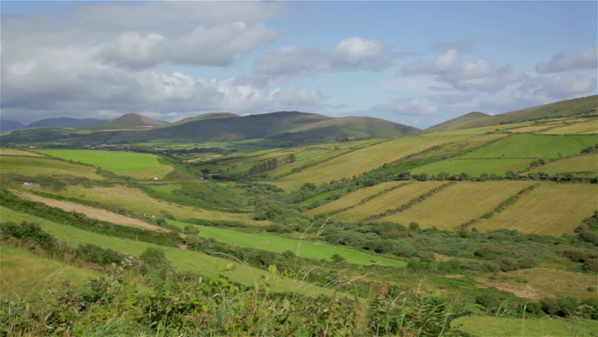 ireland - rolling green hills pan Stock Footage Video (100% Royalty ...