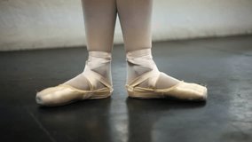 close up shot of a ballerina's feet.