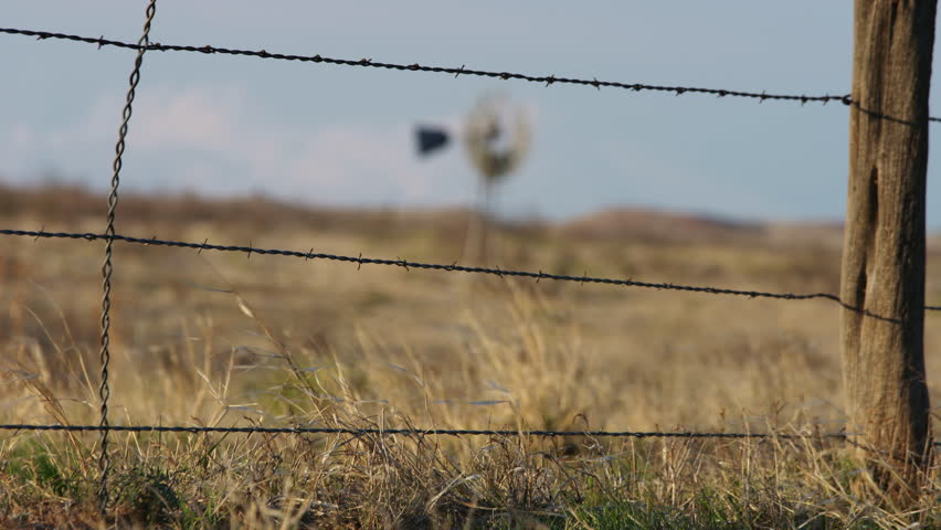 pulling barbed wire fence