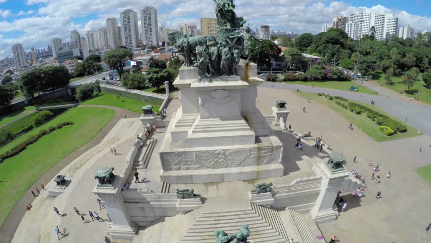 Aerial view of the The Monument to the Independence of Brazil in Ipiranga Museum, Sao Paulo, Brazil