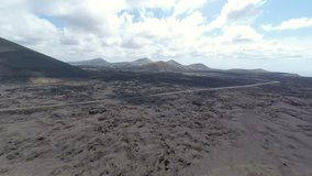 Aerial video footage of the Volcanic Landscape on the Island of Lanzarote