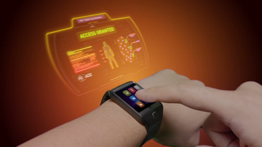 Wearable Holographic Smart Watch Technology Stock Footage Video (100%