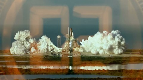 Launching of a rocket into space- countdown, Video clip