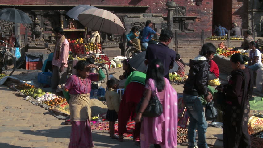 Kathmandu, Nepal - October 2010: Market in Nepali village