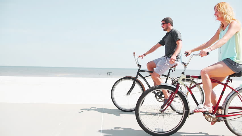 bike riding at the beach