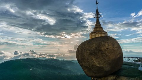 Timelapse of kyaiktiyo pagoda (Golden Rock) at Kyaikhteeyoe, Myanmar