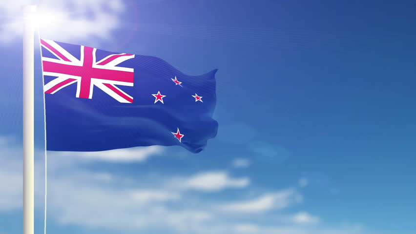 New Zealand Flag Waving. Sky Stock Footage Video (100% ...