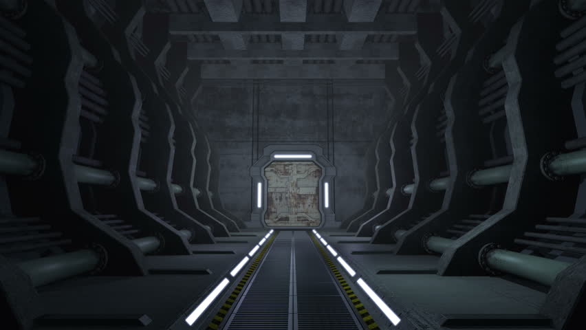 Corridor. Doors with green screen and alpha matte 4K. 3d rendering.