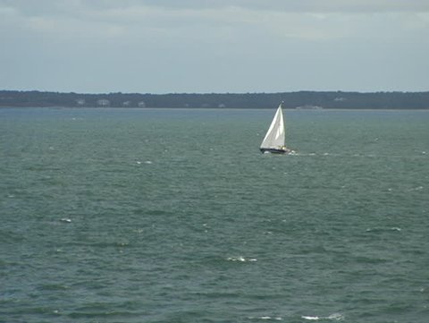 A sailboat off the coast of New England.