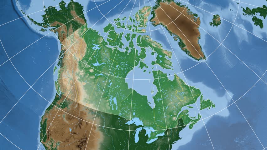 Manitoba province extruded on the physical map of Canada. Rivers and lakes shapes added. Colored elevation data used. Elements of this image furnished by NASA.