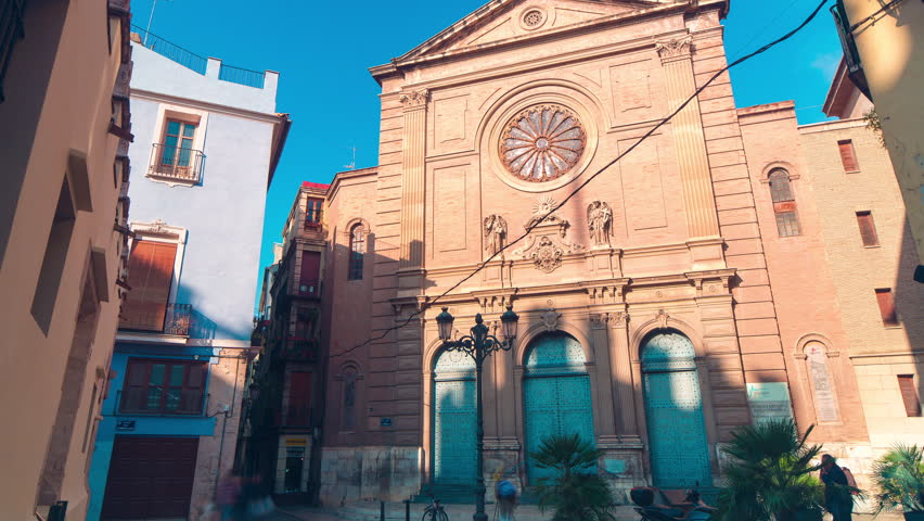 valencia sun light cathedral block 4k time lapse spain