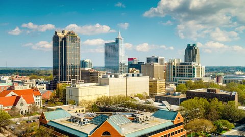Raleigh, North Carolina, USA skyline time lapse.