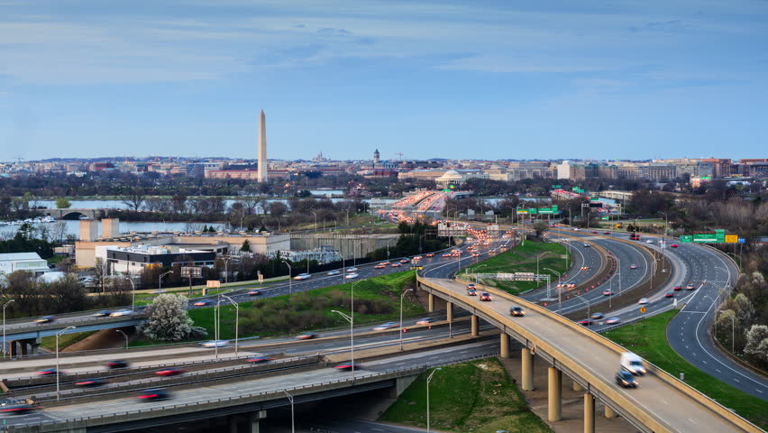 Washington, DC cityscape time lapse.