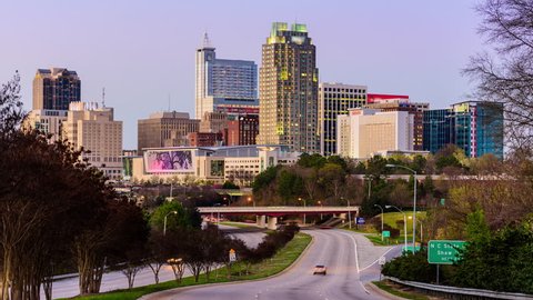 Raleigh, North Carolina, USA downtown time lapse.