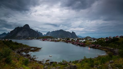 Day to night timelapse of Reine, Norway