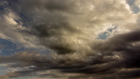 4K sky timelapse dark stormy clouds forming,passing over.4K and HD timelapse of dark rain clouds forming in the sky, passing above, at sunset.