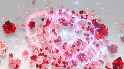 Colorful Sparkling Heart with Rose. Stock Video