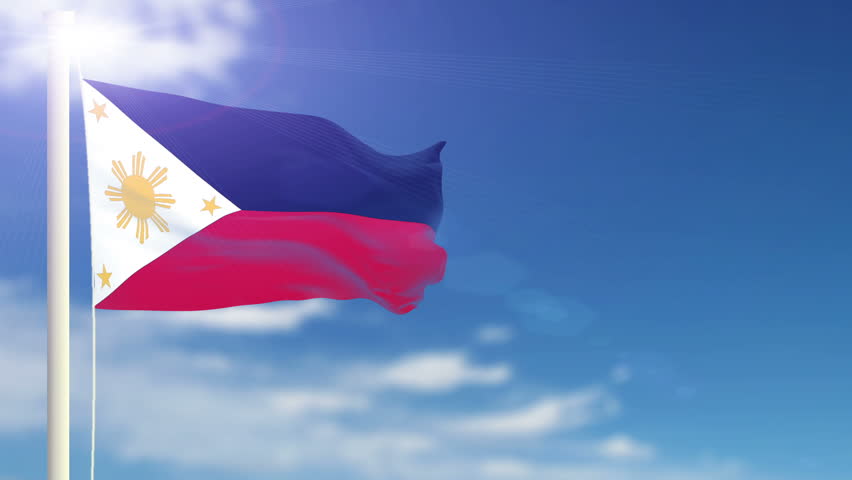 philippines flag waving sky background seamless Stock Footage Video ...