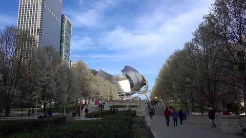 CHICAGO - APRIL 17:
View of the Millennium Park & Pritzker Pavilion. 
April 17, 2015 in Chicago, Illinois, USA