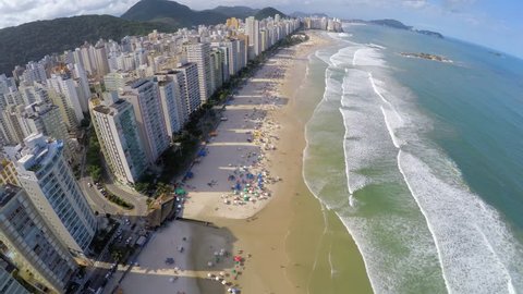 Aerial View of famous Beach on a Summer Day in Brazilian Coastline 