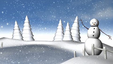 A Classical Winter Scene.  looping snowflakes animation